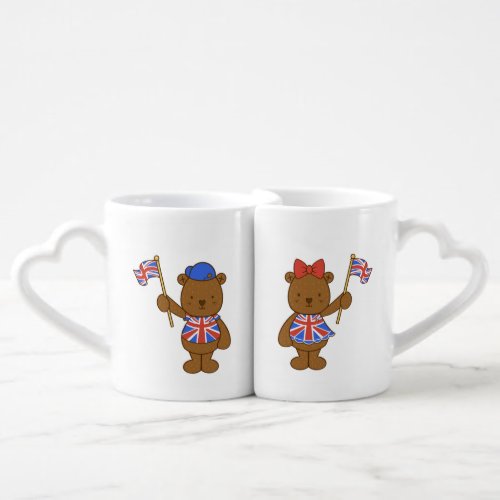 King Charles III Coronation Day Couple Teddy Bear Coffee Mug Set