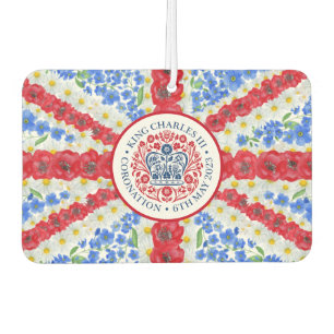 King Charles III Coronation Emblem Floral UK Flag Air Freshener