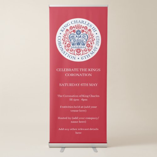 King Charles III Coronation Emblem Royal Custom Retractable Banner
