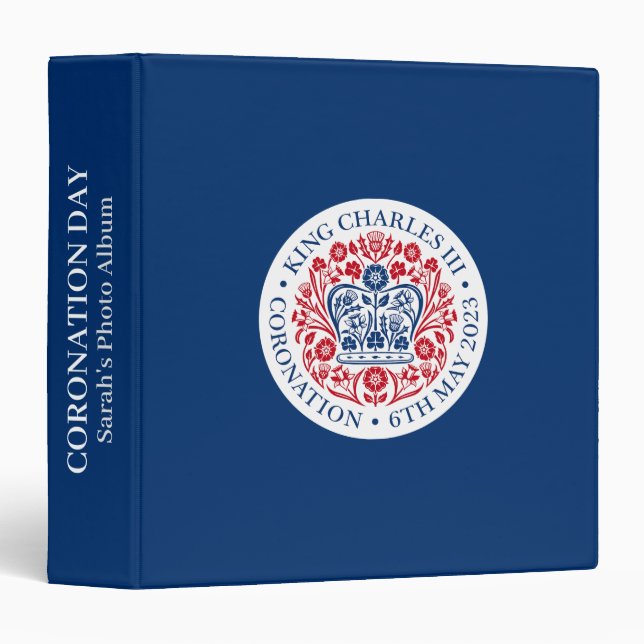 King Charles III Coronation Emblem, Royal Souvenir 3 Ring Binder (Front/Spine)