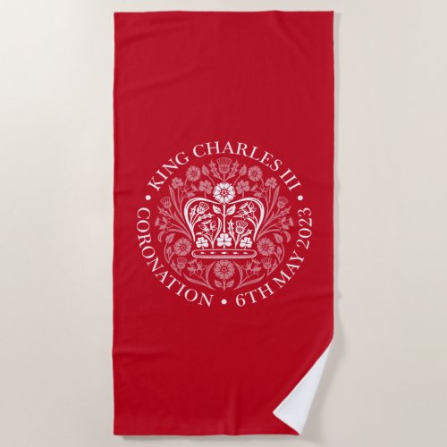 King Charles III Coronation Emblem Royal Souvenir Beach Towel