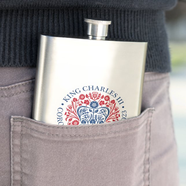 King Charles III Coronation Emblem, Royal Souvenir Flask (In Situ)