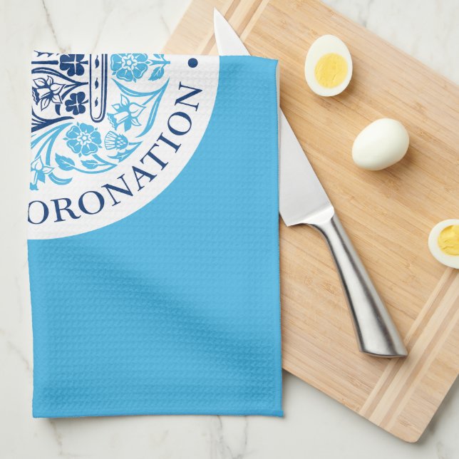 King Charles III Coronation Emblem, Royal Souvenir Kitchen Towel (Quarter Fold)