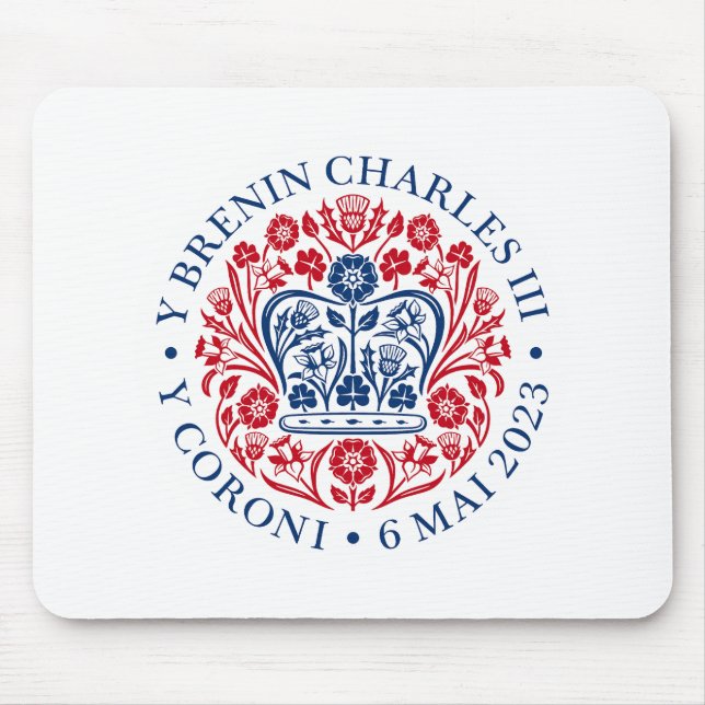 King Charles III Coronation Emblem, Royal Souvenir Mouse Pad (Front)