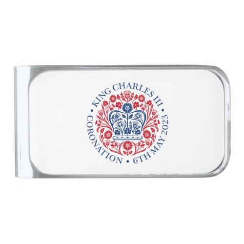 King Charles III Coronation Emblem Royal Souvenir Silver Finish Money Clip