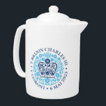 King Charles III Coronation Emblem, Royal Souvenir Teapot<br><div class="desc">King Charles III Coronation Emblem design. Commemorating the 6th of May, 2023 Coronation ceremony of the new King. An awesome souvenir to commemorate this once in a lifetime historic event. The emblem features a floral design incorporating elements from the four nations of the United Kingdom. England is represented by the...</div>