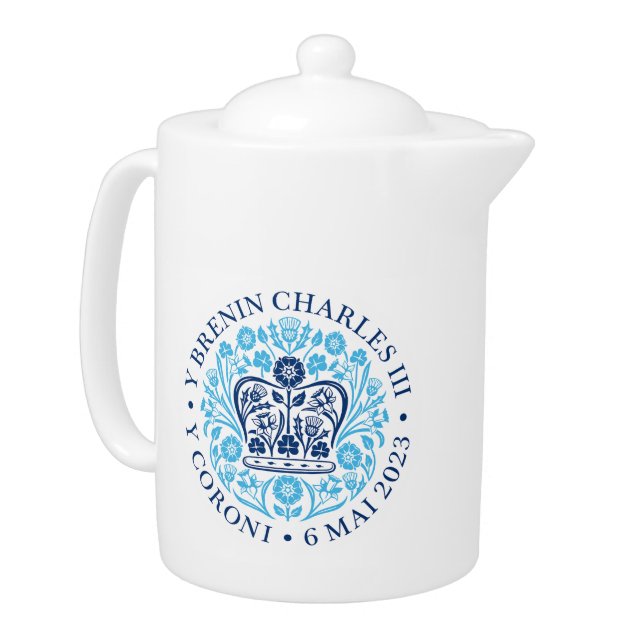 King Charles III Coronation Emblem, Royal Souvenir Teapot (Left)
