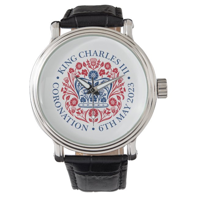 King Charles III Coronation Emblem, Royal Souvenir Watch (Front)