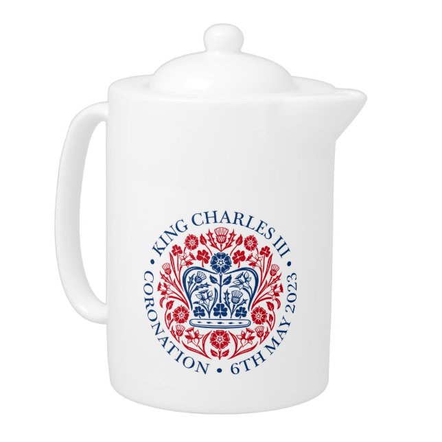 King Charles III Coronation Emblem Teapot (Left)