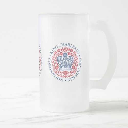 King Charles III Coronation  Frosted Glass Beer Mug