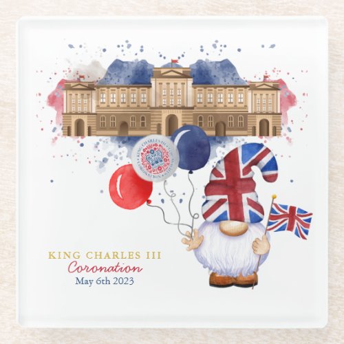 King Charles III Coronation Fun Patriotic Custom  Glass Coaster