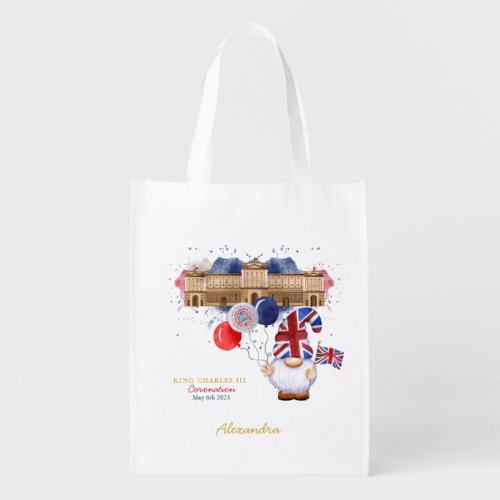 King Charles III Coronation Fun Patriotic Custom Grocery Bag
