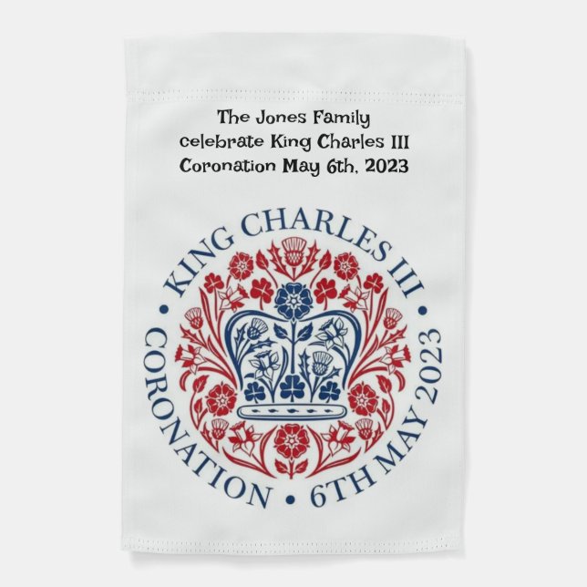 King Charles III Coronation garden flag. Editable. Flag (Front)