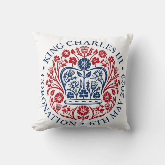 King Charles III Coronation logo cushion/ Throw Pillow (Front)