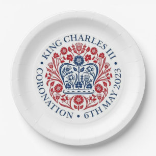 King Charles III Coronation logo Paper Plates