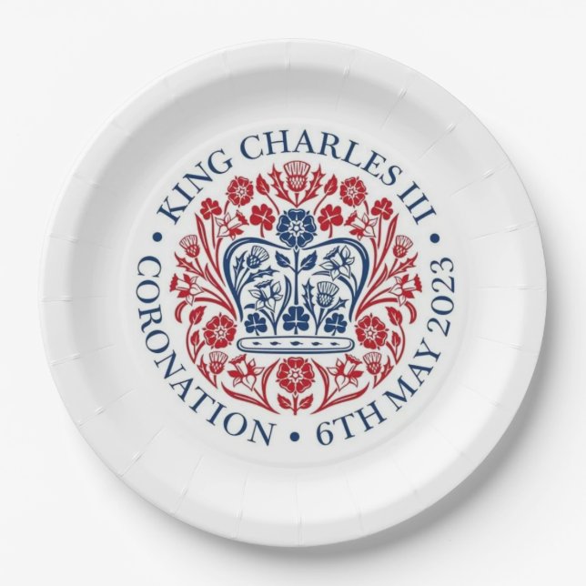 King Charles III Coronation logo  Paper Plates (Front)