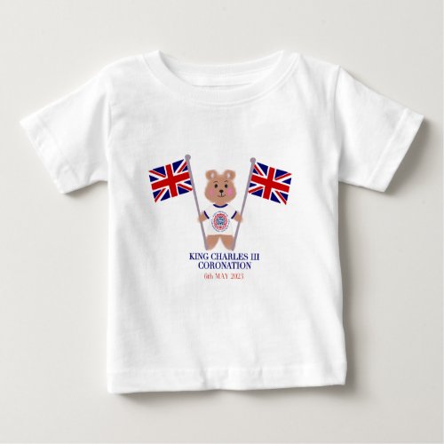 King Charles III Coronation Logo Patriotic Teddy  Baby T_Shirt