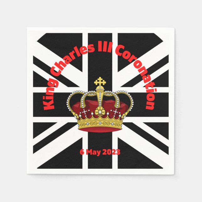 King Charles III Coronation Paper Plate Napkins (Front)