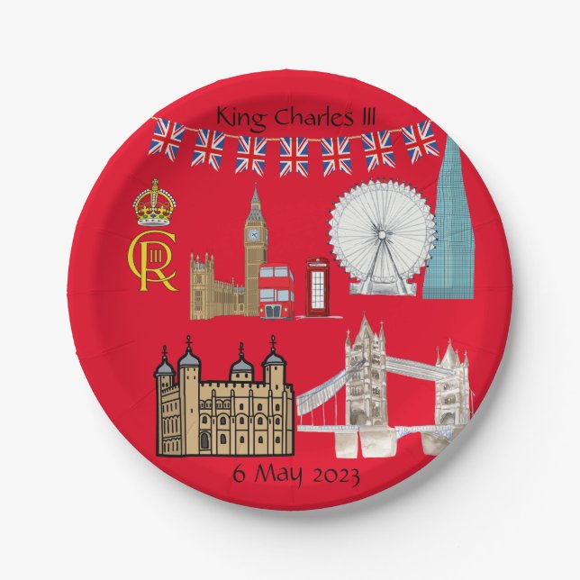 King Charles III Coronation Paper Plates (Front)