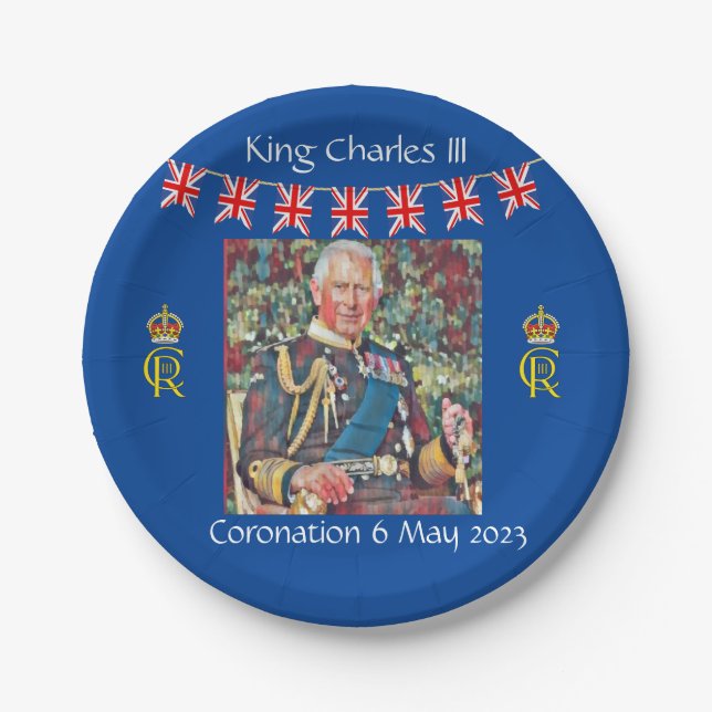 King Charles III Coronation Paper Plates (Front)
