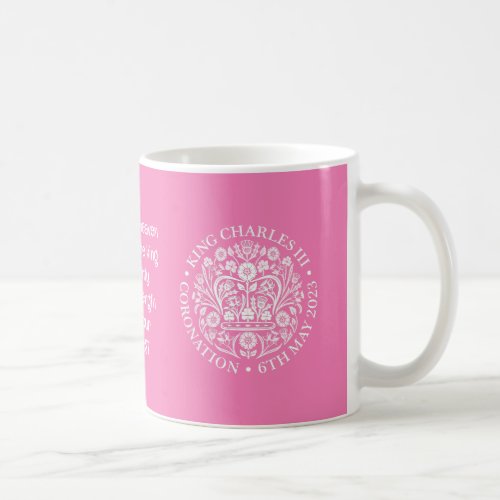 KING CHARLES III CORONATION Pink Memorabilia Coffee Mug