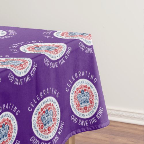 KING CHARLES III Coronation Purple Souvenir Tablecloth