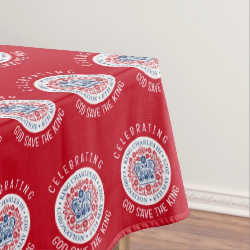 KING CHARLES III Coronation Red Souvenir Tablecloth