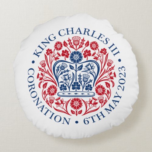 King Charles III Coronation Round Pillow