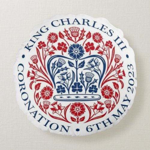 King Charles III Coronation Round Pillow