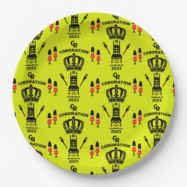 King Charles III Coronation Street Party Paper Plates (Front)
