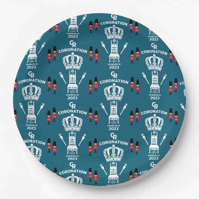 King Charles III Coronation Street Party Paper Plates (Front)