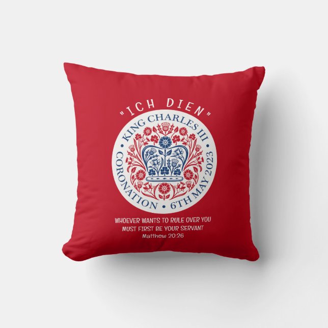 KING CHARLES III Coronation Throw Pillow (Front)