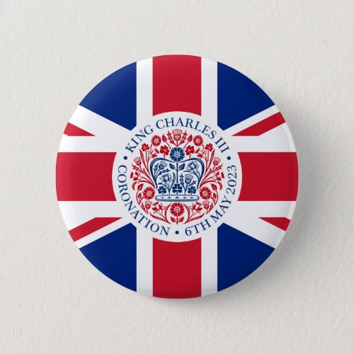 King Charles III Coronation  Union Jack Flag Button