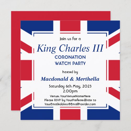 KING CHARLES III Coronation Watch Party Invitation