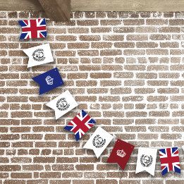 King Charles III, Crown and British Union Jack Bunting Flags
