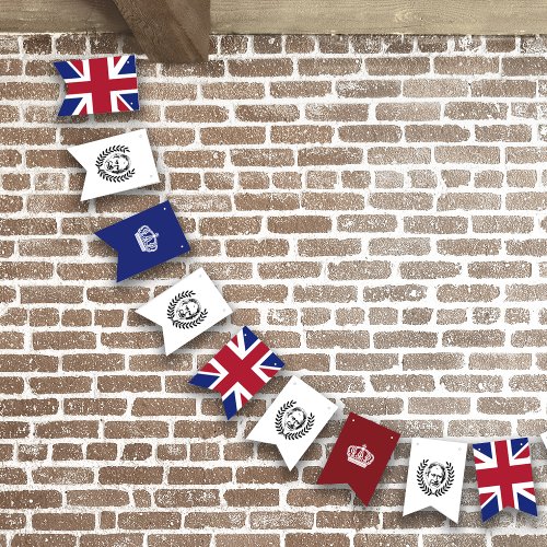 King Charles III Crown and British Union Jack Bunting Flags