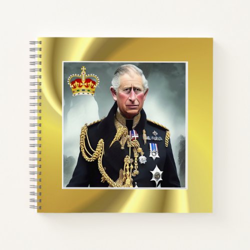  King Charles III Gold background  Notebook