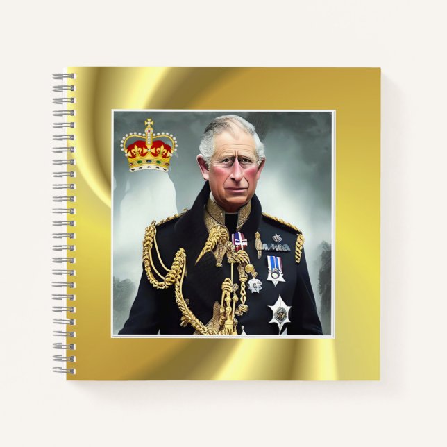  King Charles III Gold background  Notebook (Front)