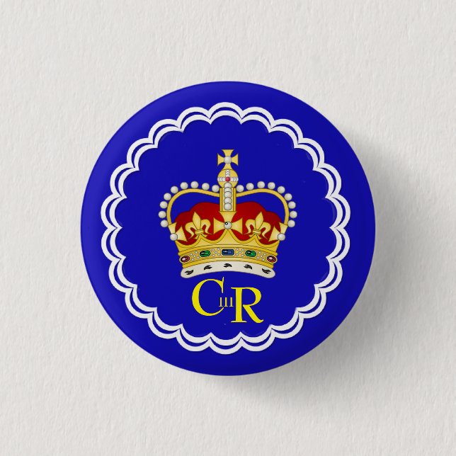  King Charles III Monogram and Crown   Button (Front)