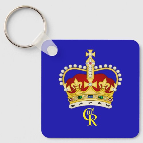 King Charles III Monogram and Crown Key Ring