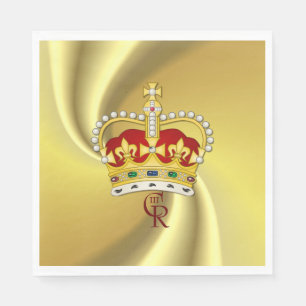 King Charles III Monogram and Crown Napkin