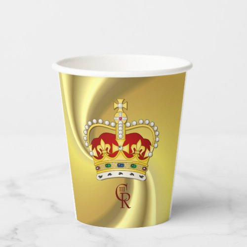  King Charles III Monogram and Crown  Paper Cups