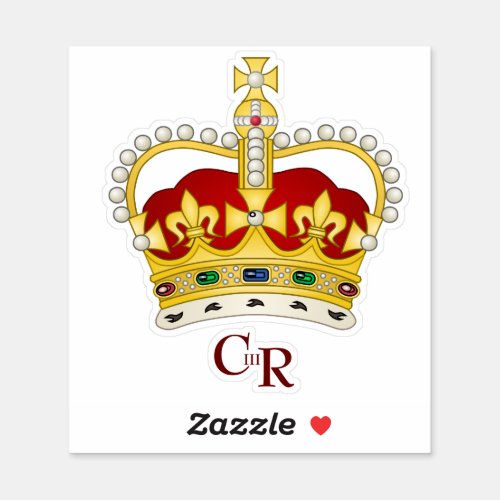  King Charles III Monogram  Crown Vinyl Sticker 
