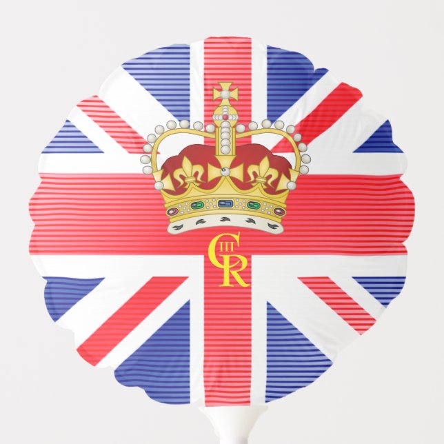 King Charles III Monogram Flag and Crown  Balloon (Front)