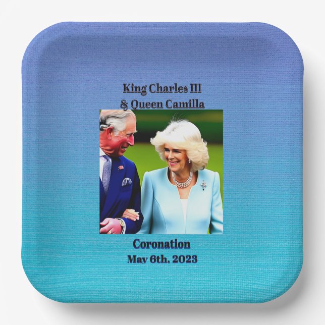 King Charles III & Queen Camilla Coronation Paper Plates (Front)