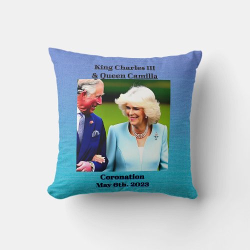 King Charles III  Queen Camilla Coronation Throw Pillow