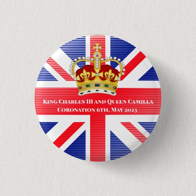 King Charles III & Queen Camilla Souvenir Button (Front)