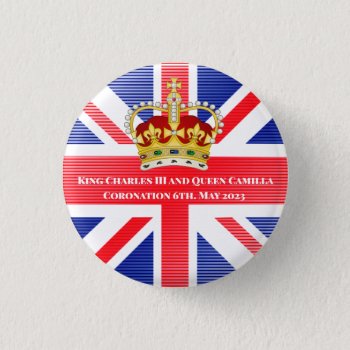 King Charles Iii & Queen Camilla Souvenir Button by shirleypoppy at Zazzle