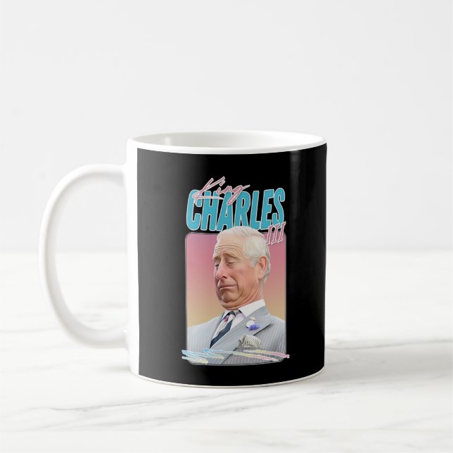 King Charles III - Retro Esthetic Fan Design  Coffee Mug (Left)