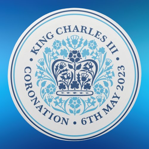 King Charles III Royal Coronation Blue Emblem Logo Eraser
